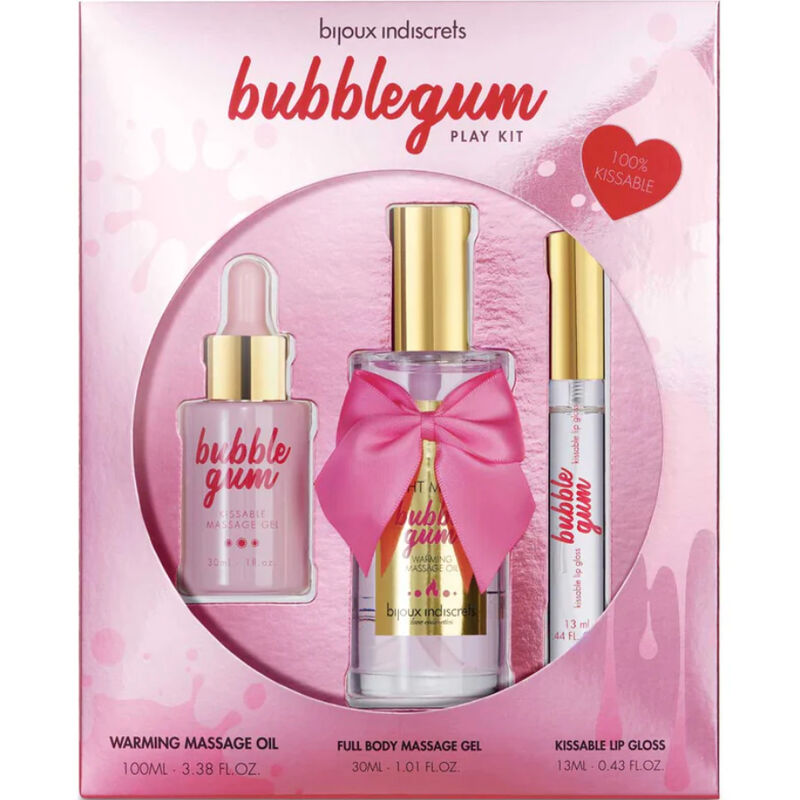 bijoux - indiscrets bubblegum play kit con aceite gel & brillo de labios